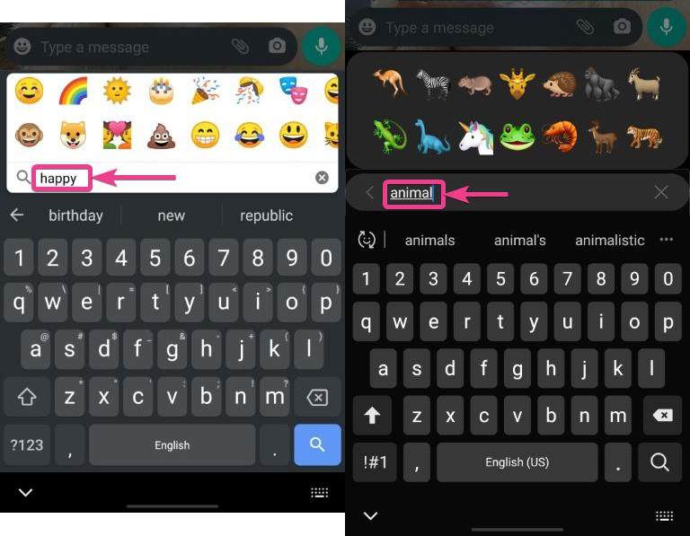 keyword to find out the relevant emojis
