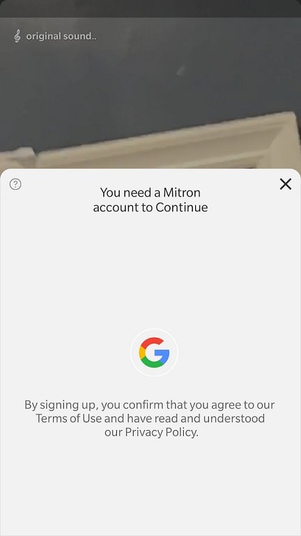 Mitron app login using Google account