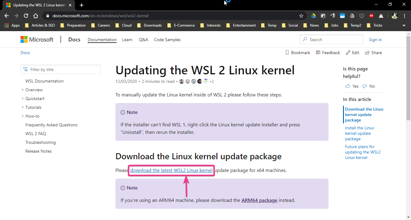 Updating the WSL 2 Linux Kernel
