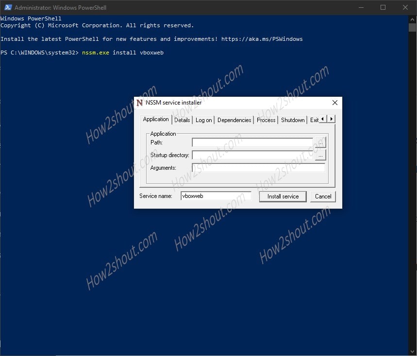 NSSM tool to create Windows sapplication service manually