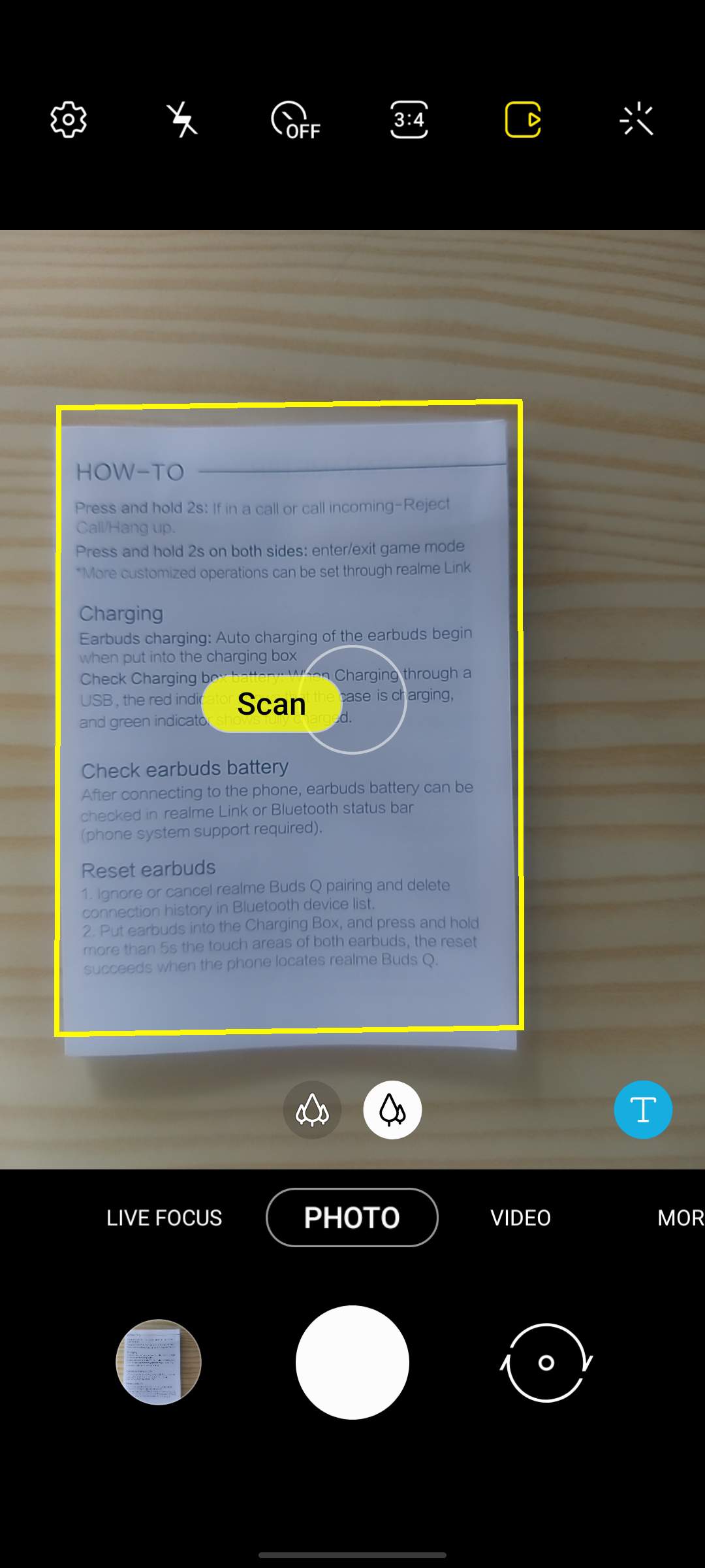 Scanning using default camera app