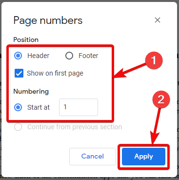 Add numbers to pages on Docs 40