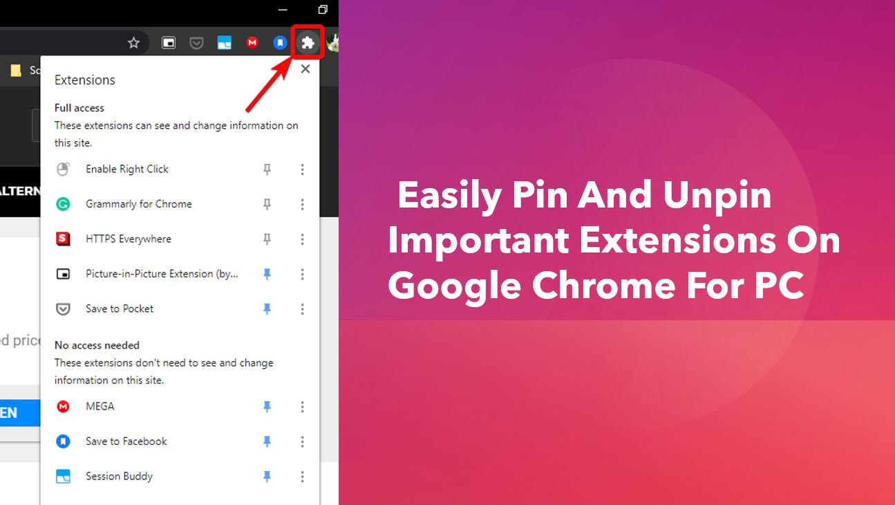 Easily pin and unpin important extensions on Google Chrome for PC min