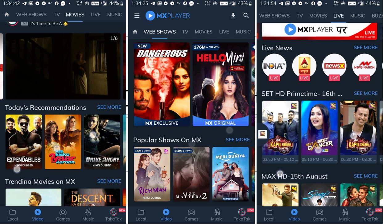 MX Player Free best web series streaming app India