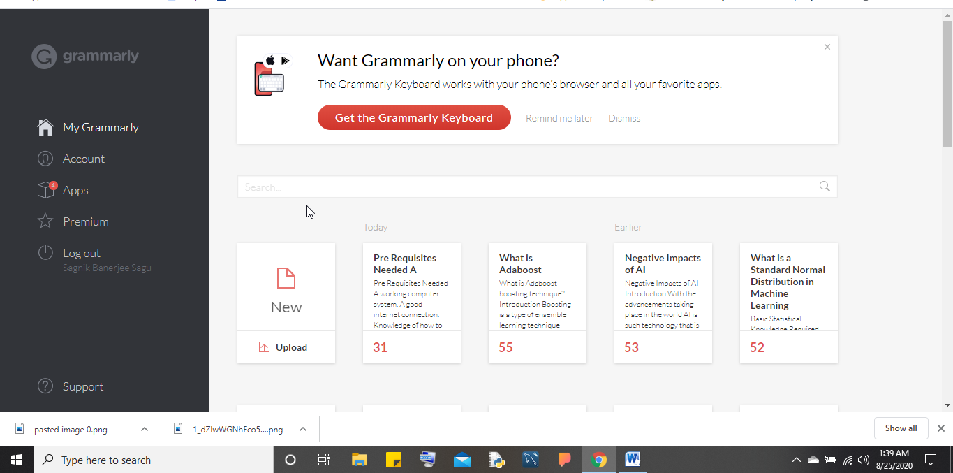 My Grammarly Account- review