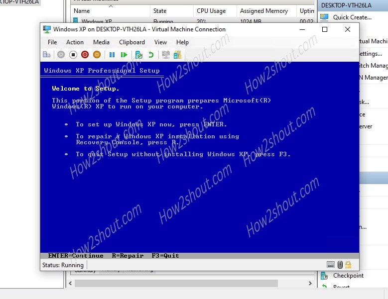 Install Window XP Professional Setup Hyper-V