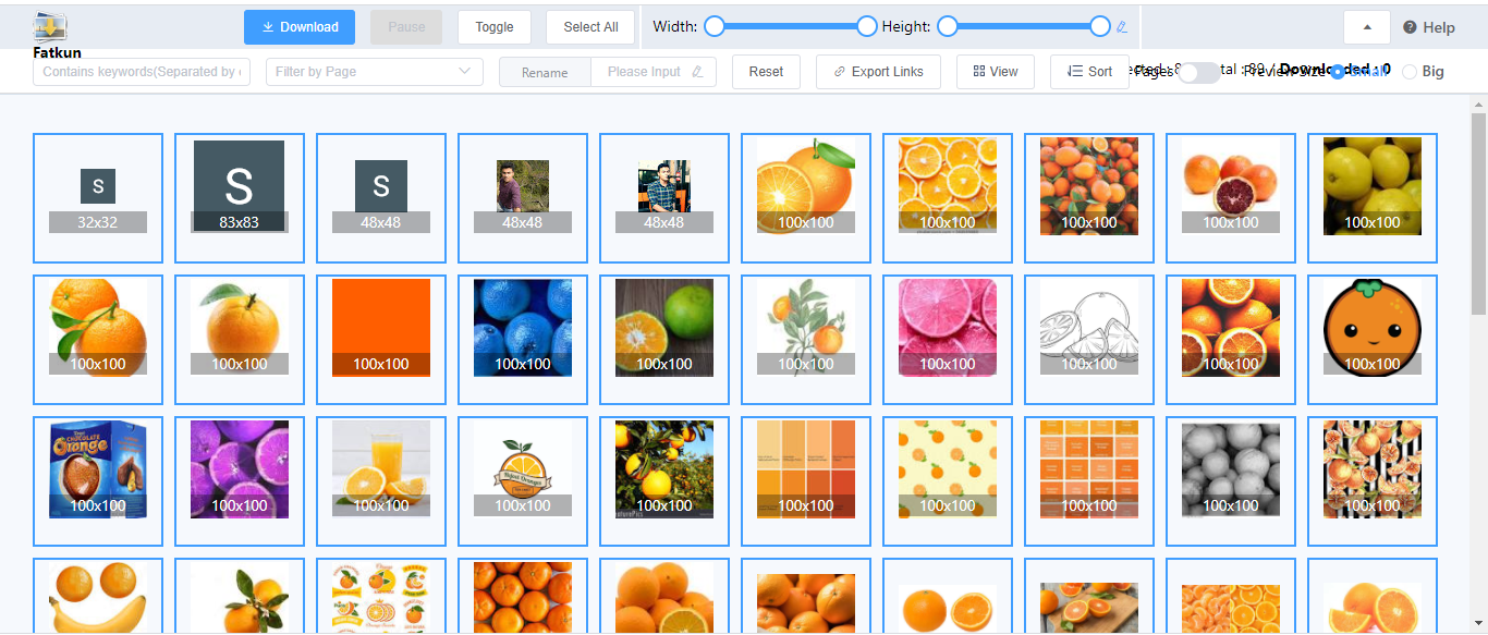 Select height and width of pictures