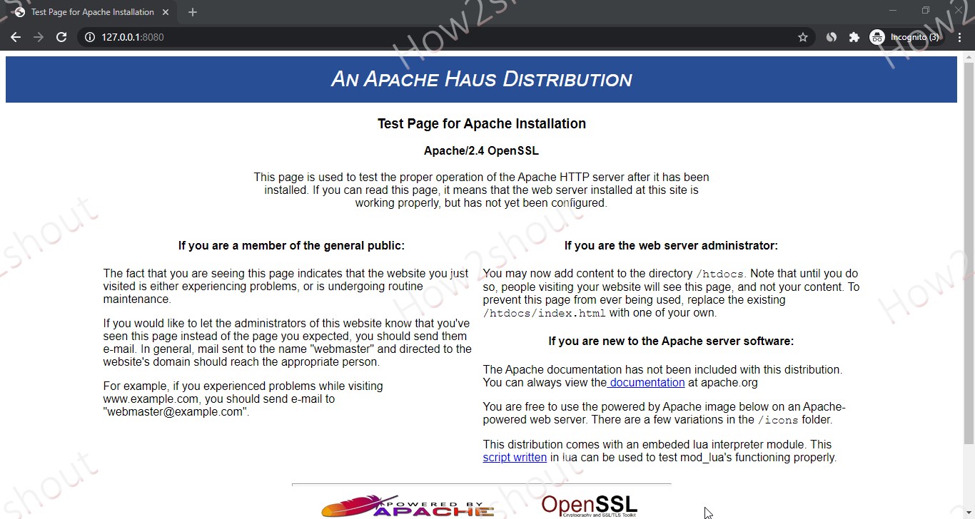 Apache web server local host Windows 10