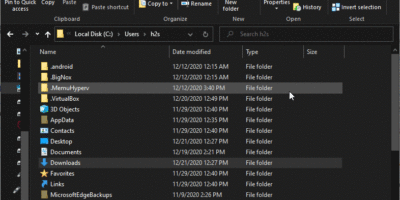 Keyboard shortcut to show hidden files on Windows 10