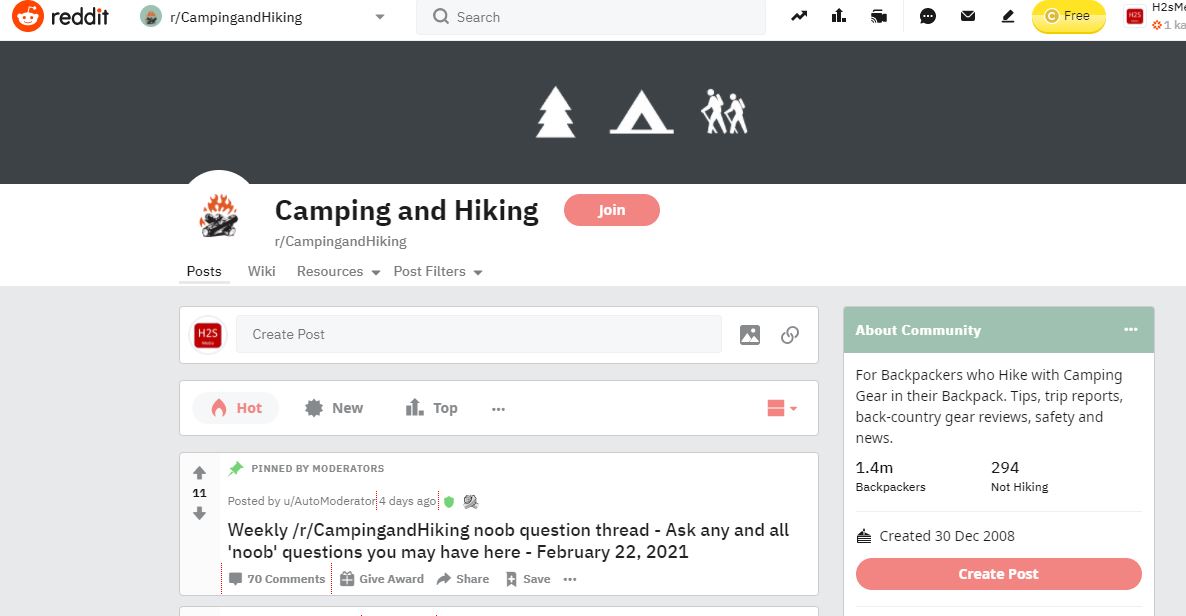 Camping and Hiking best subreddit min