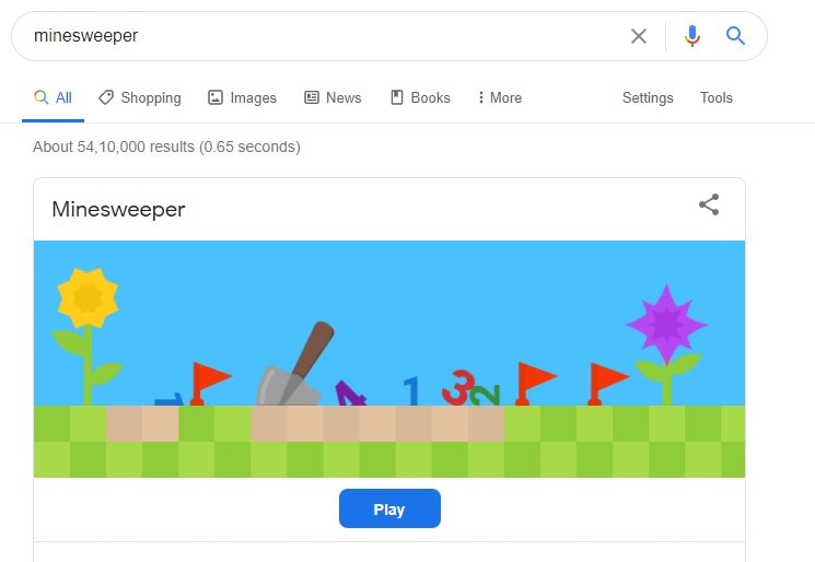 Minesweeper google easter eggs games