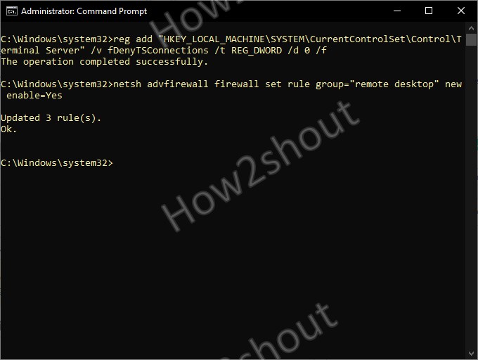 Netsh command RDP allow windows 10