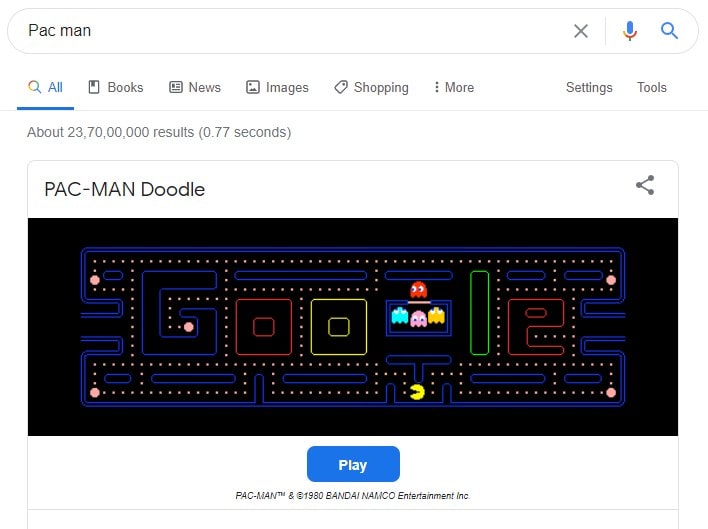 Pacman game Easter google