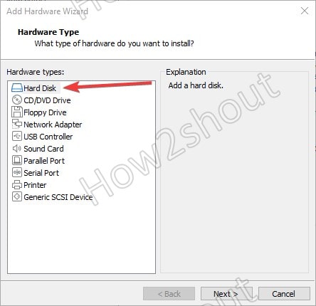 Add new Virtual HArd disk hardware