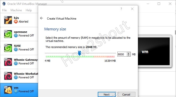 Assign RAM for Windows server 2022 on VritualBox