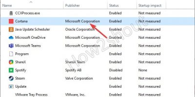 Disable startup programs in Windows 10
