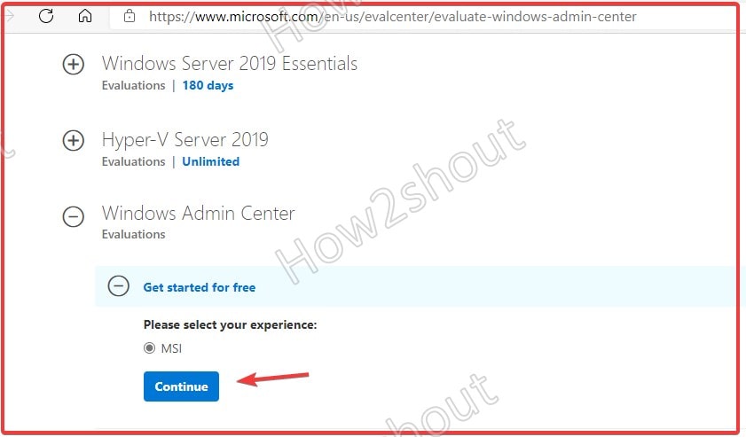Download Windows Admin center