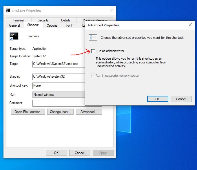 Run command prompt shortcut with adminsitrative rights min