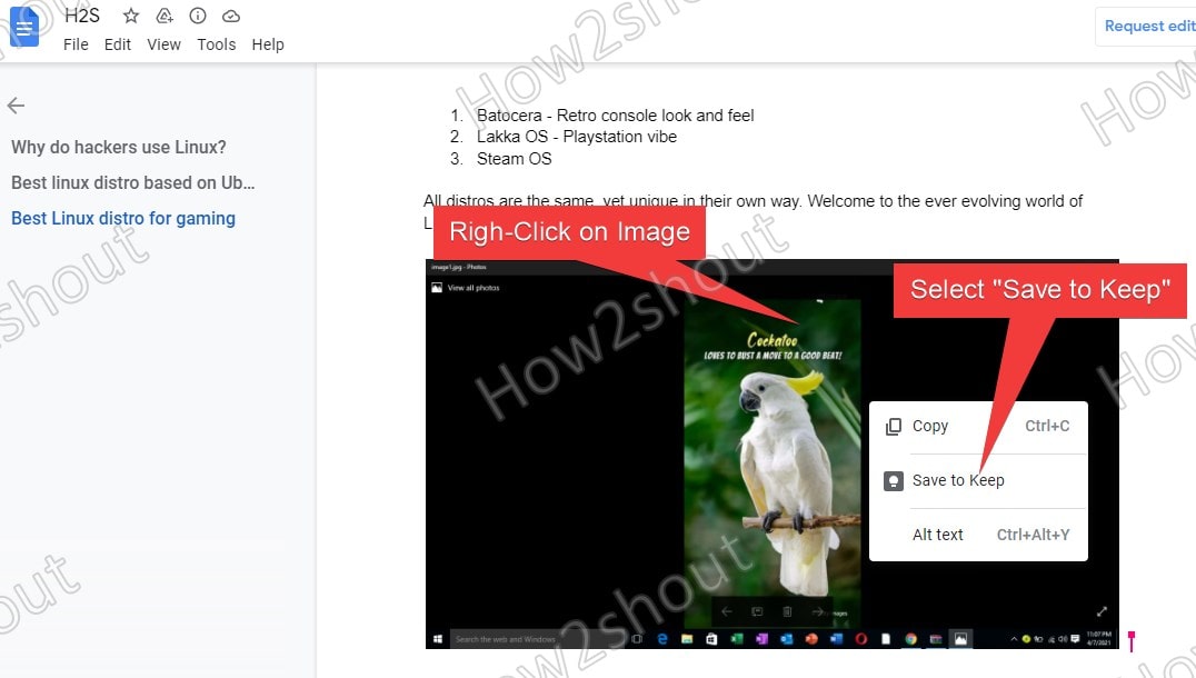 Save Google Doc text images