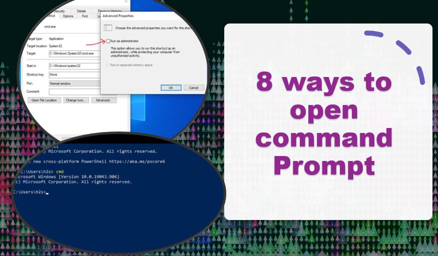 Shortcuts to open the Windows 10 or 7 command prompt