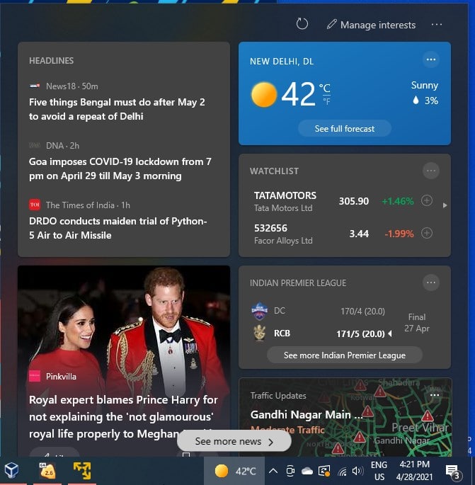 Turn OFF Windows 10 News Interests Features