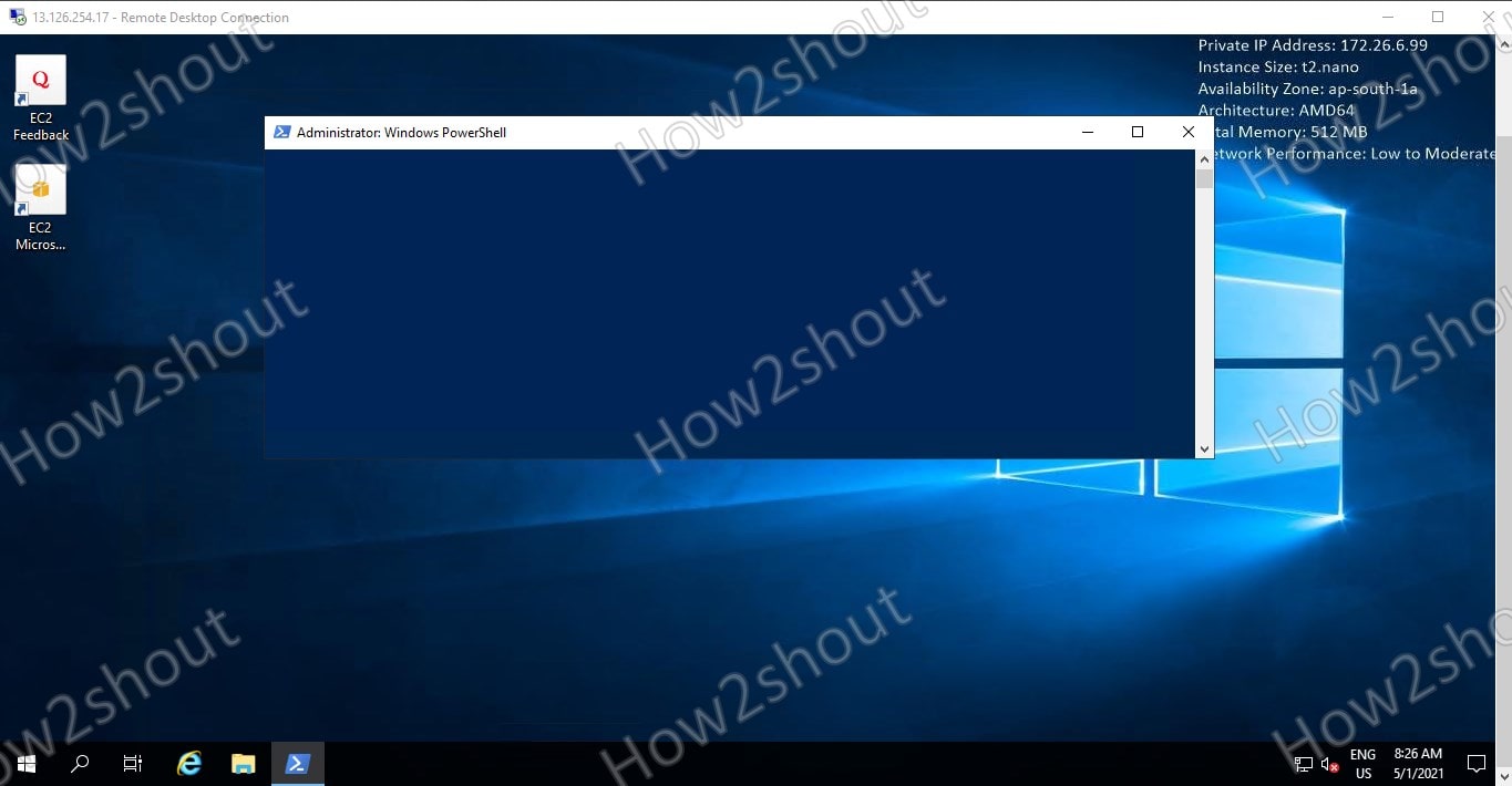 AWS 云 Lightsail Windows 2019 服务器 RDP 屏幕截图