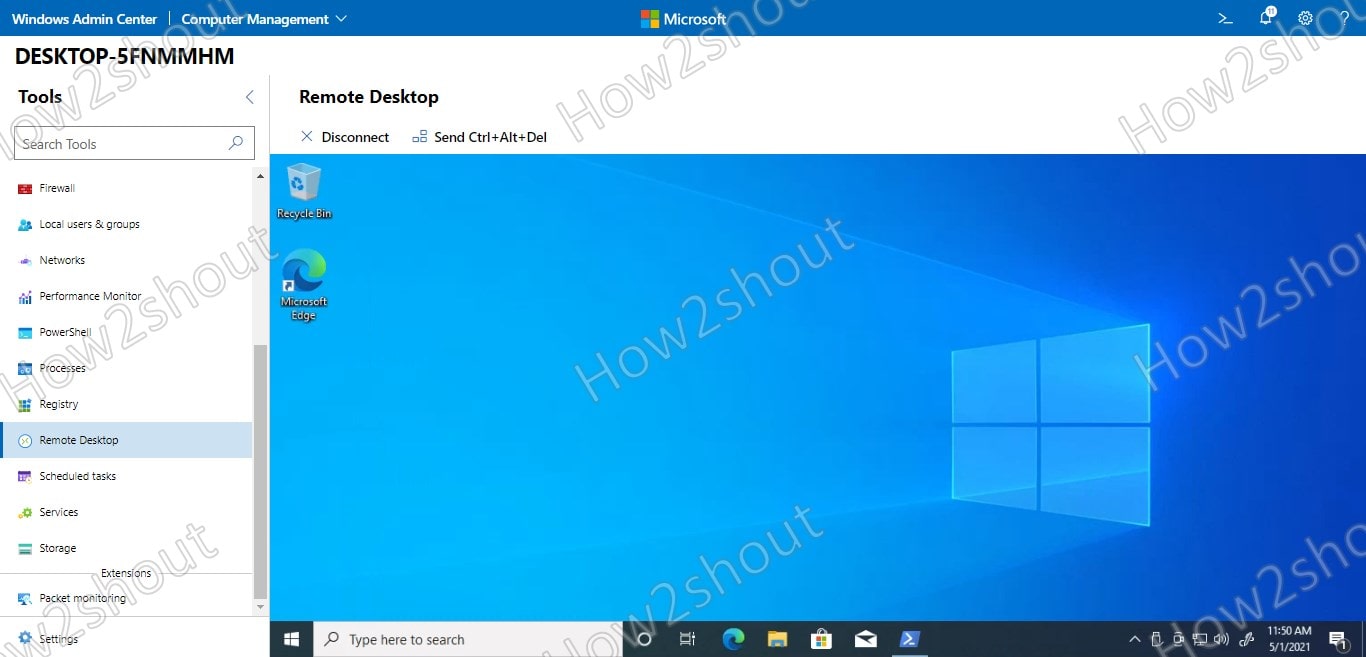 Remote Desktop using Windows Admin Center