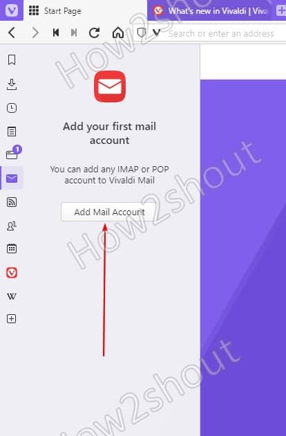 Add email account in Vivaldi browser