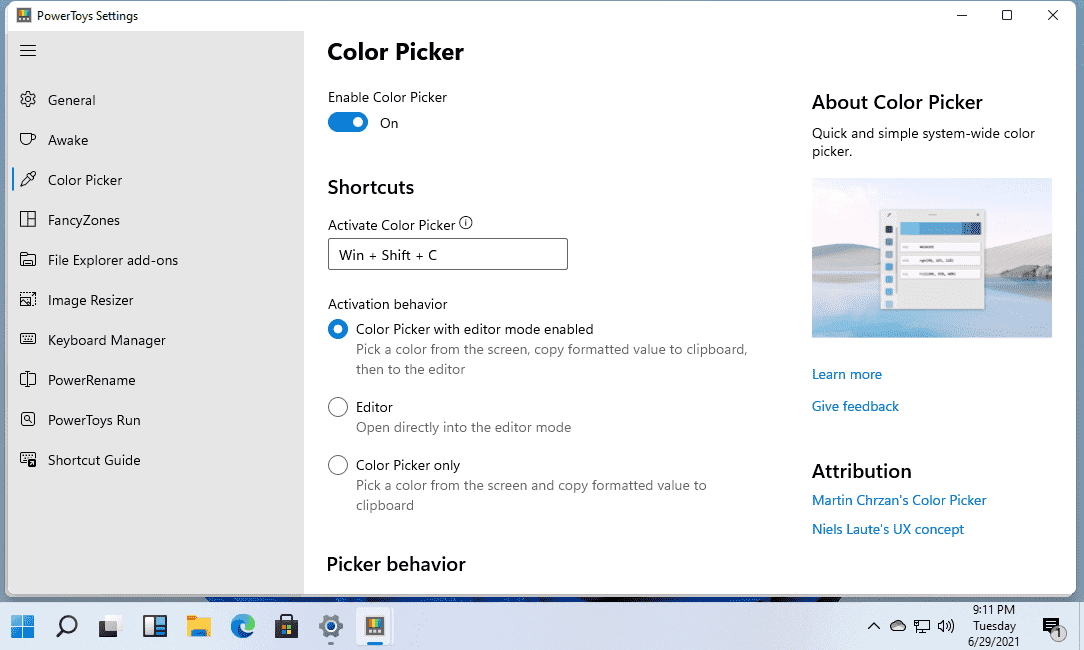 Color Picker Powertoy Windows 11