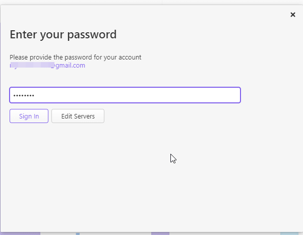 Enter Gmail account pasword