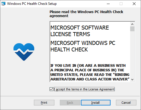 Install Microsoft Windows PC Health Check
