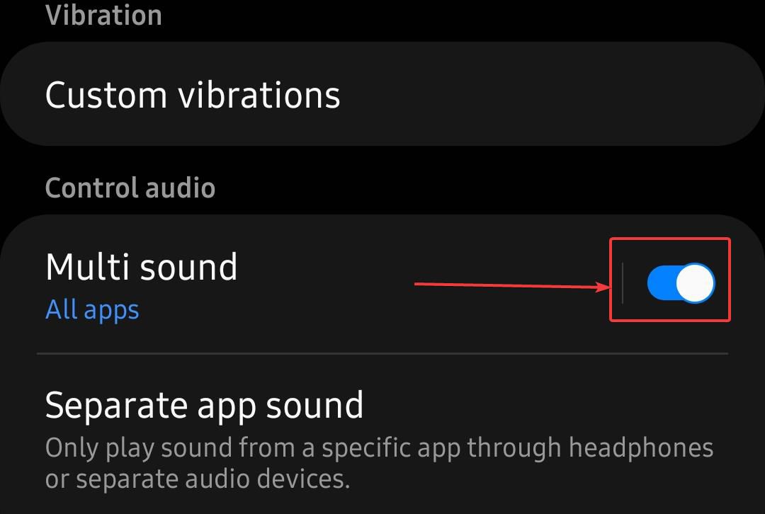 Select Samsung Multi sound option