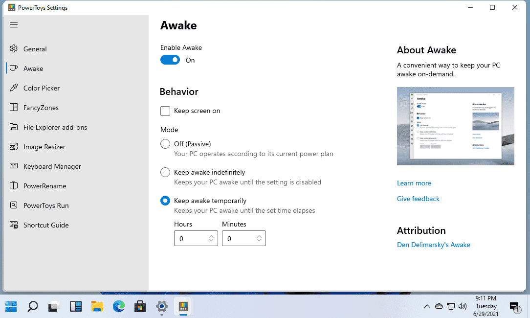 Powertoys Awake Windows 11