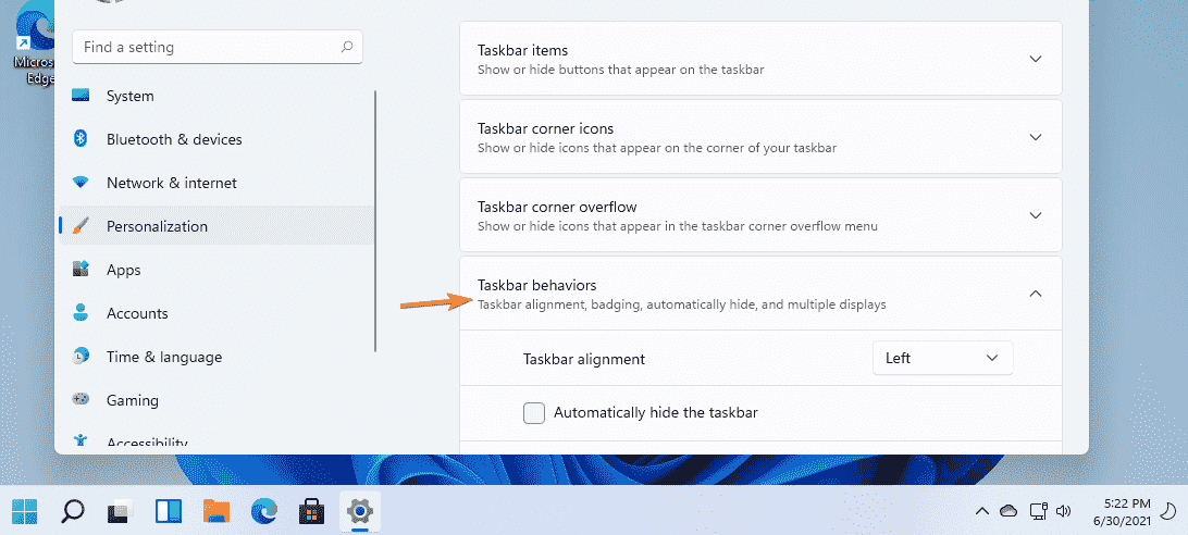 Taskbar behaviour in Windows 11