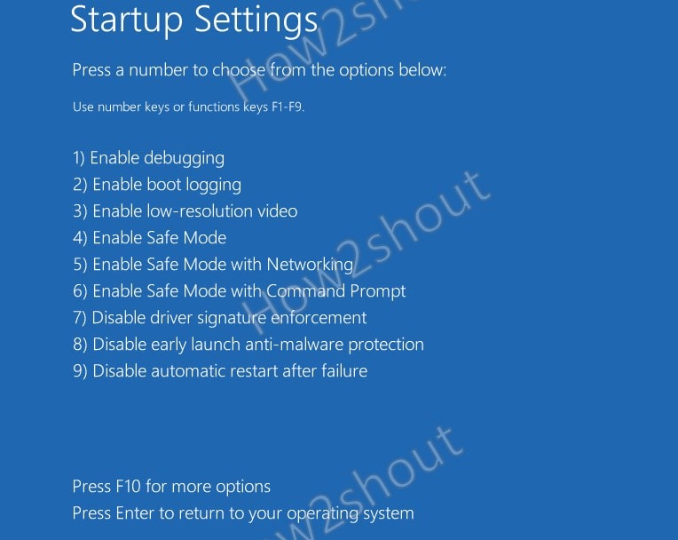 Windows 10 startup settings
