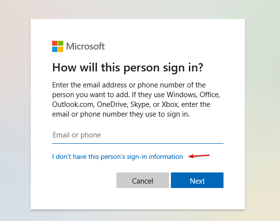 Add local user account WIndows 11 without signing