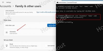 Add local user account on Windows 11 using Command Prompt