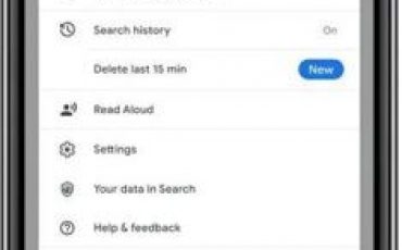 Google One click 15 minutes search history delete