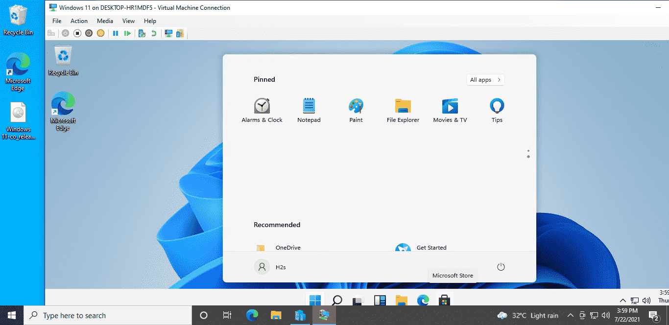 Install Windows 11 on WIndows 10 Hyper V