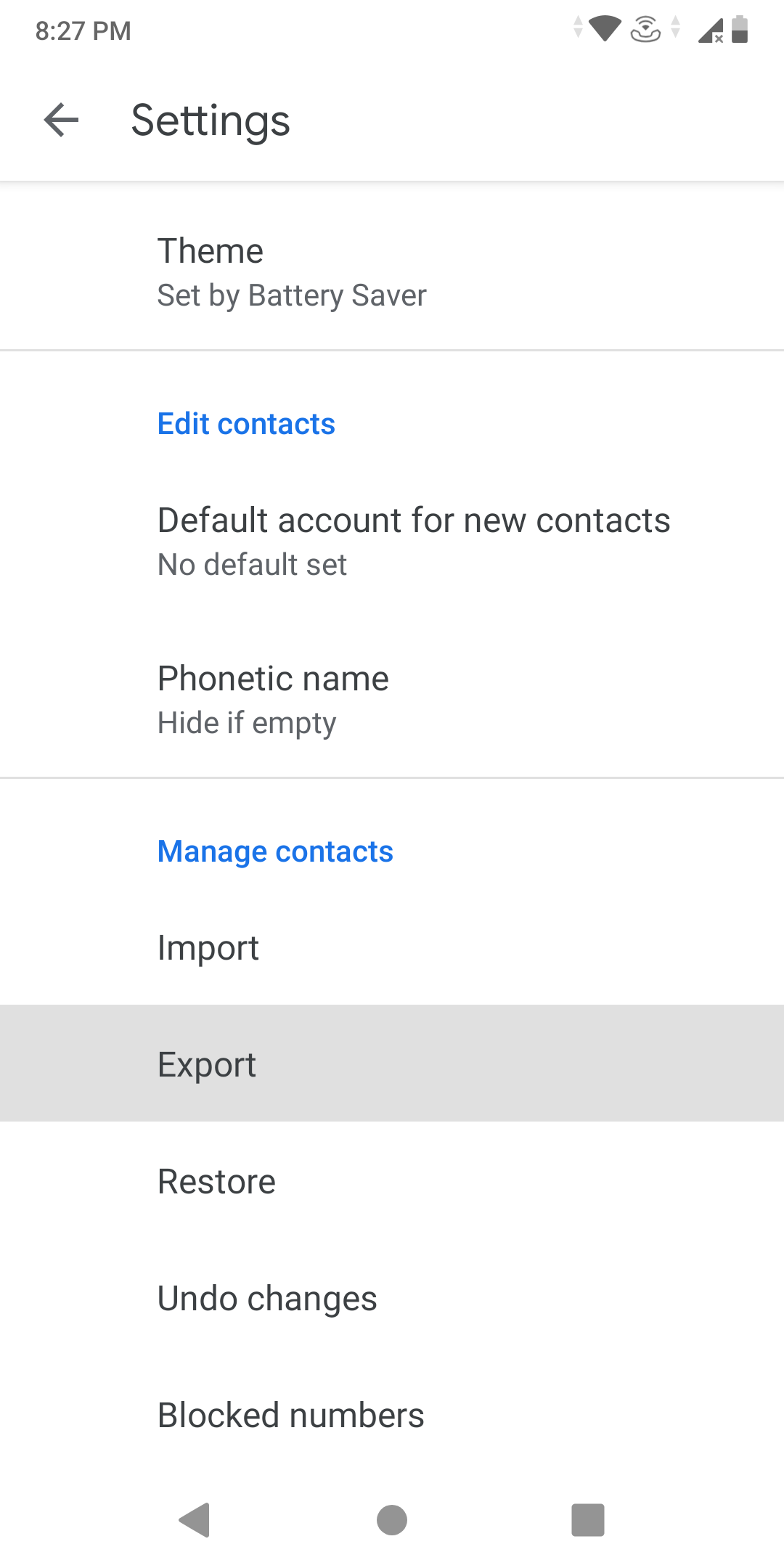 Export Contacts from Android to PC