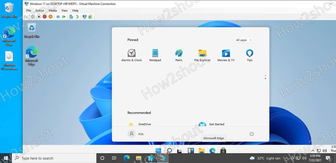 Windows 11 running on Hyper V