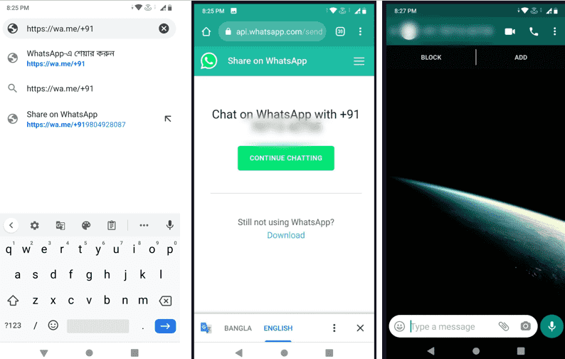 Start Chat on WhatsApp without saving the Contact