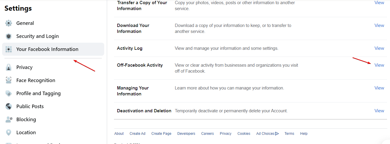 Your Facebook information