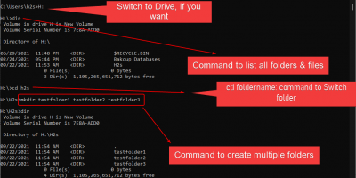Command prompt to create multiple folder in Windows 10 or 11