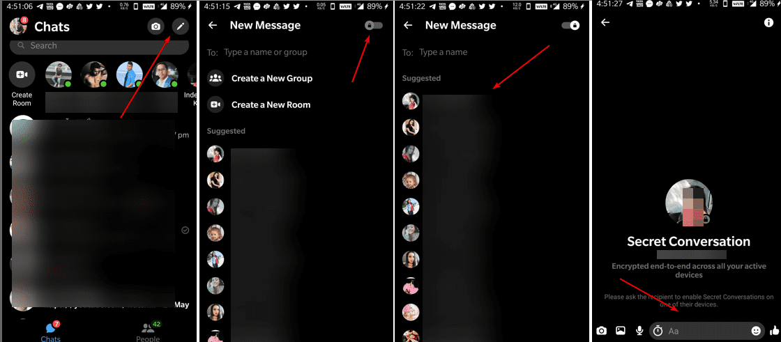 Enable Start Facebook Messenger secret conversation on Android