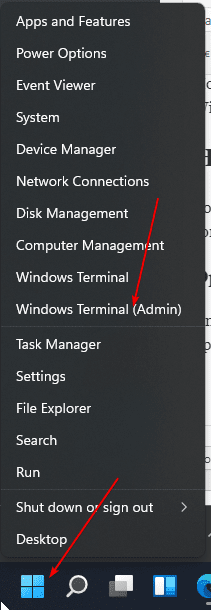 Run Windows 11 Terminal Admin