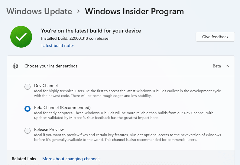 Change your Insider Settings