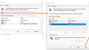 Allow windows 11 user to login without password