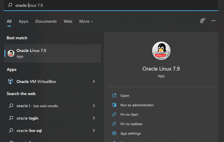 Run Oracle Linux WSL App
