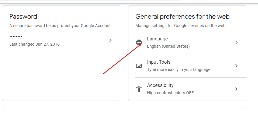 Select Google Accounts Language